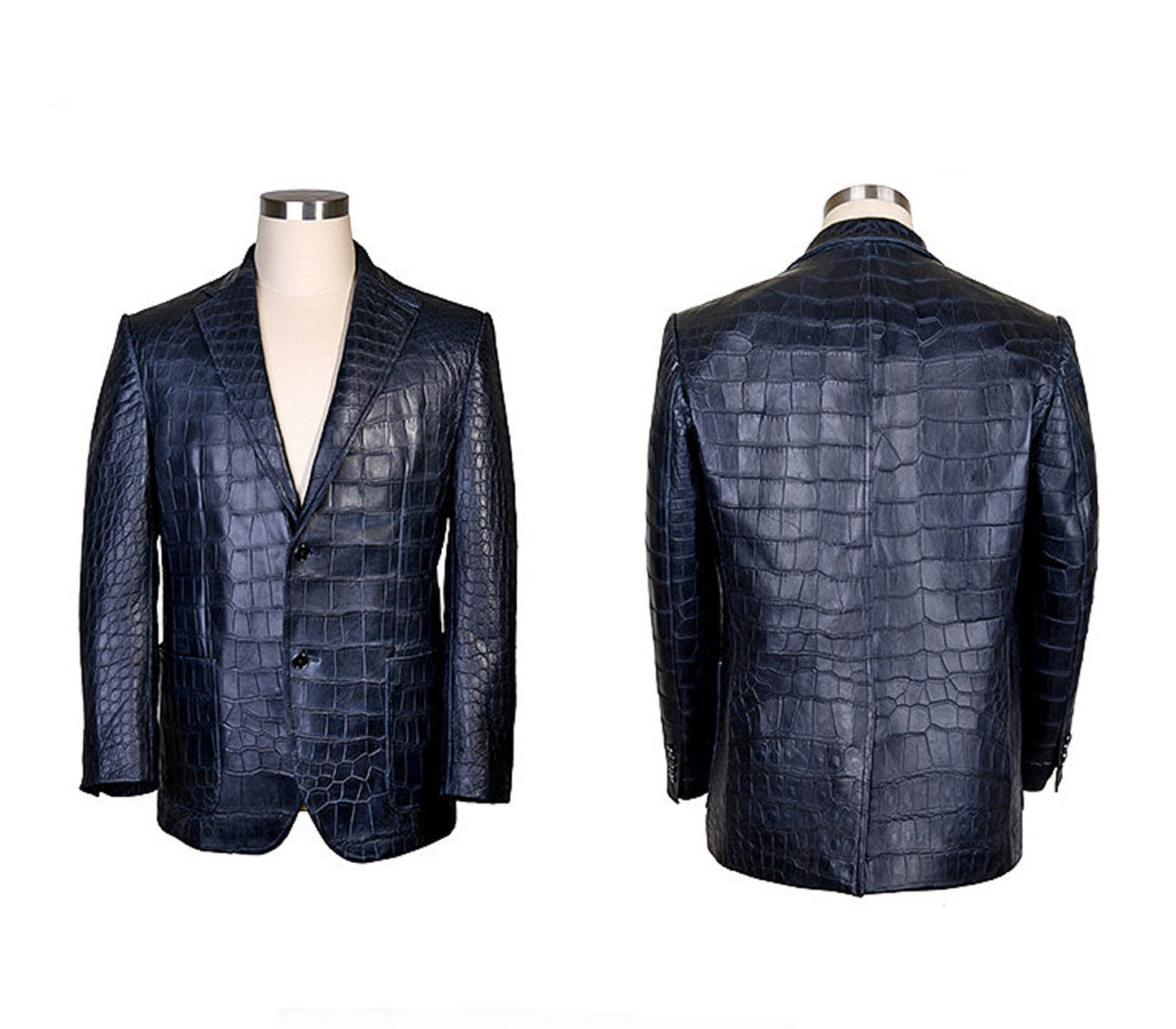 Hand Crafted Black Color Genuine Alligator Textured Leather Stylish Fashion Blazer/Coat For Men's
