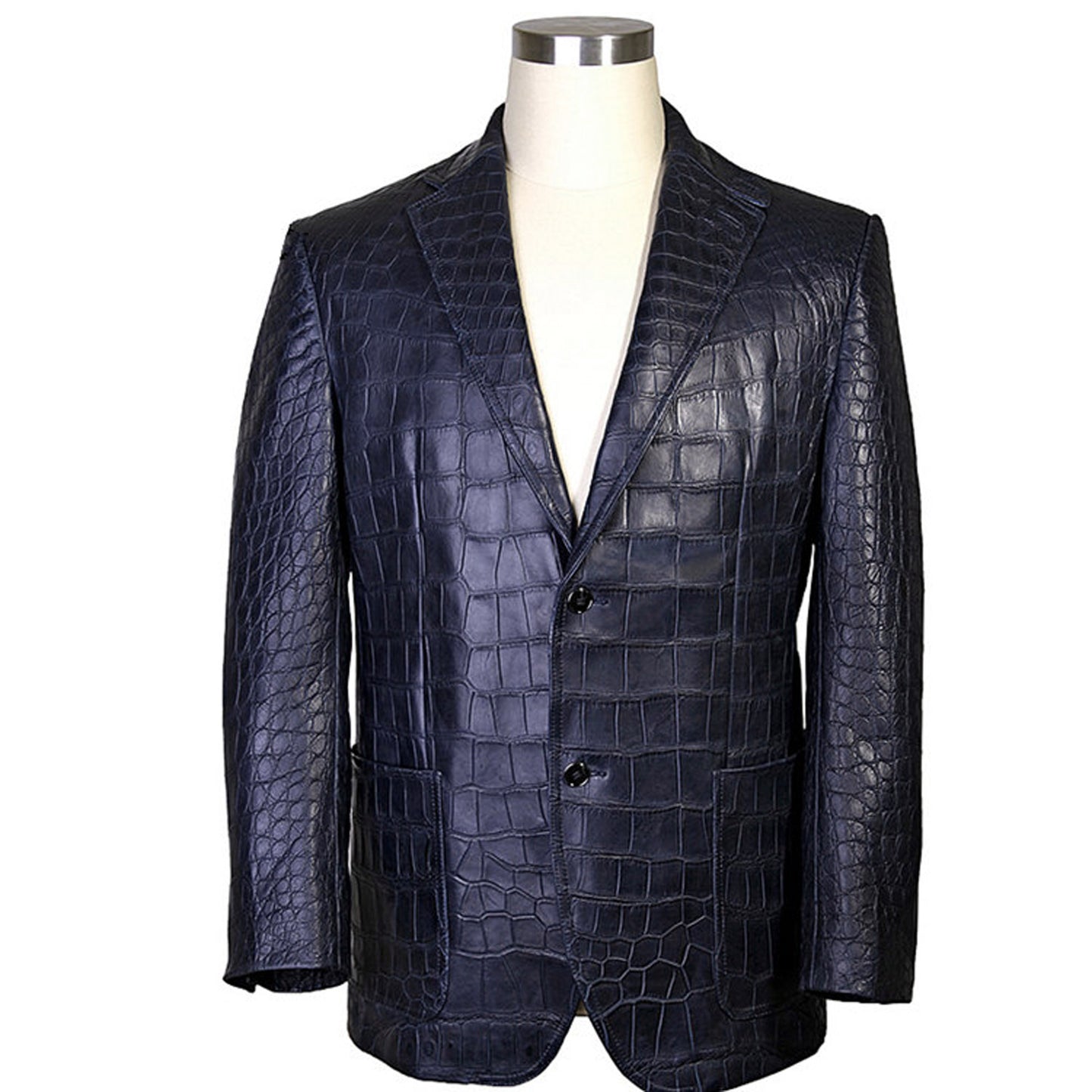 Hand Crafted Black Color Genuine Alligator Textured Leather Stylish Fashion Blazer/Coat For Men's