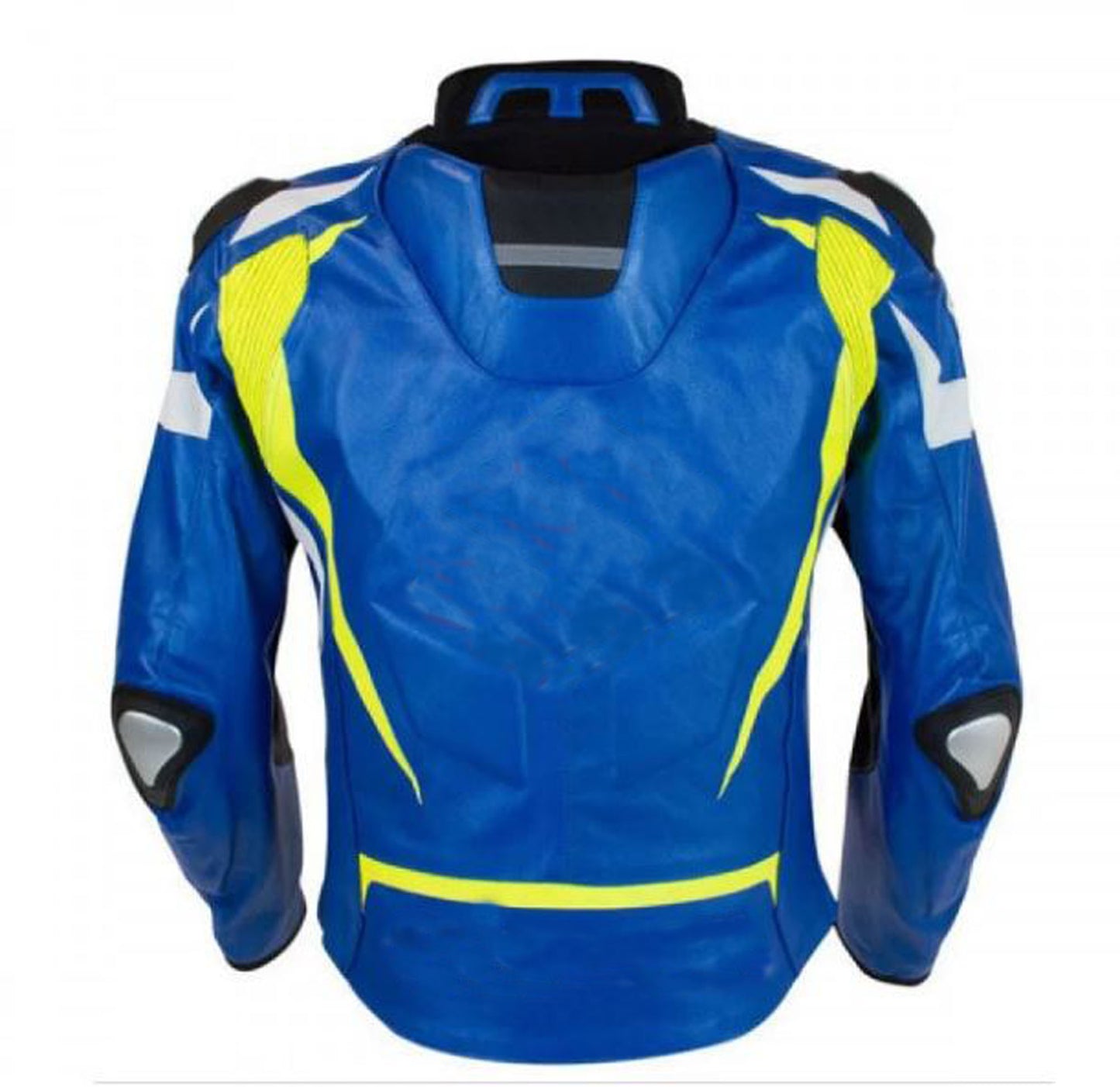 Hand Crafted Blue Color Genuine Leather Bikers Jacket , Racer's Jacket With Safety Pads