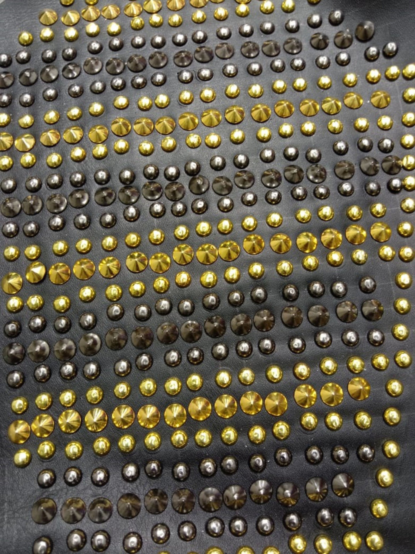 Stylish Black Color Golden Studded Cowhide Leather Bikers Jacket