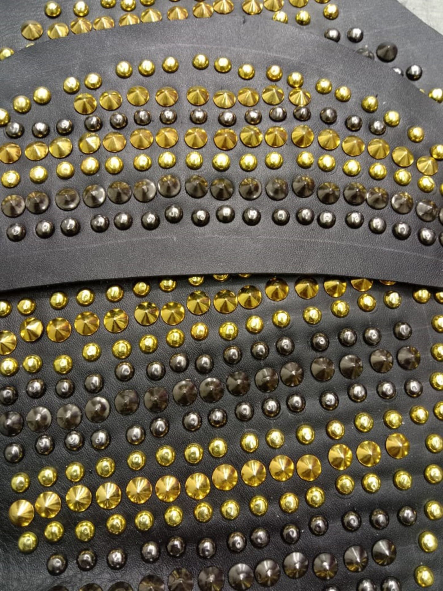 Stylish Black Color Golden Studded Cowhide Leather Bikers Jacket