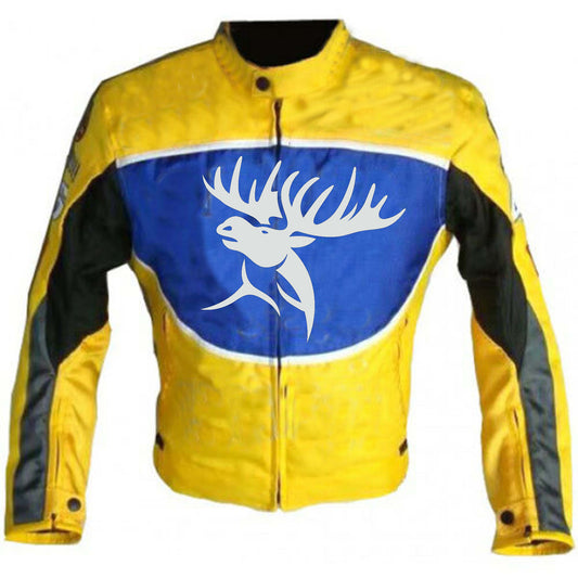 Hand Crafted Yellow Color Genuine Leather Bikers Jacket , Fashion Jacket With Safety Pads
