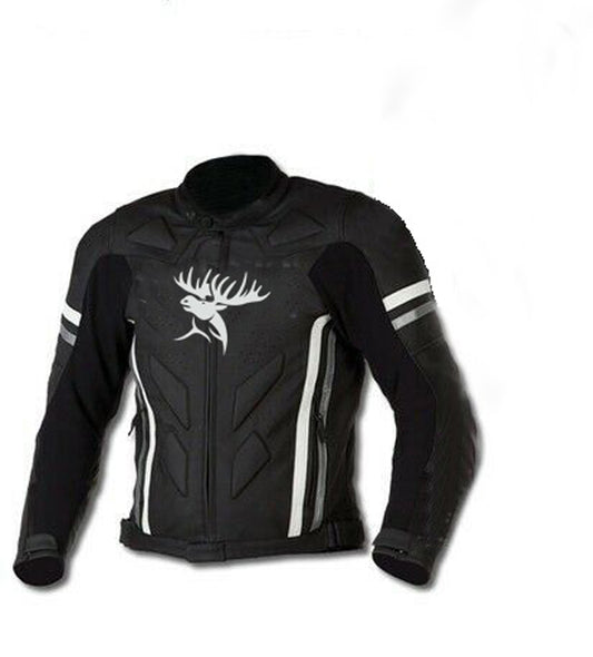 Hand Crafted Black Color Genuine Leather Bikers Jacket , Fashion Jacket With Safety Pads