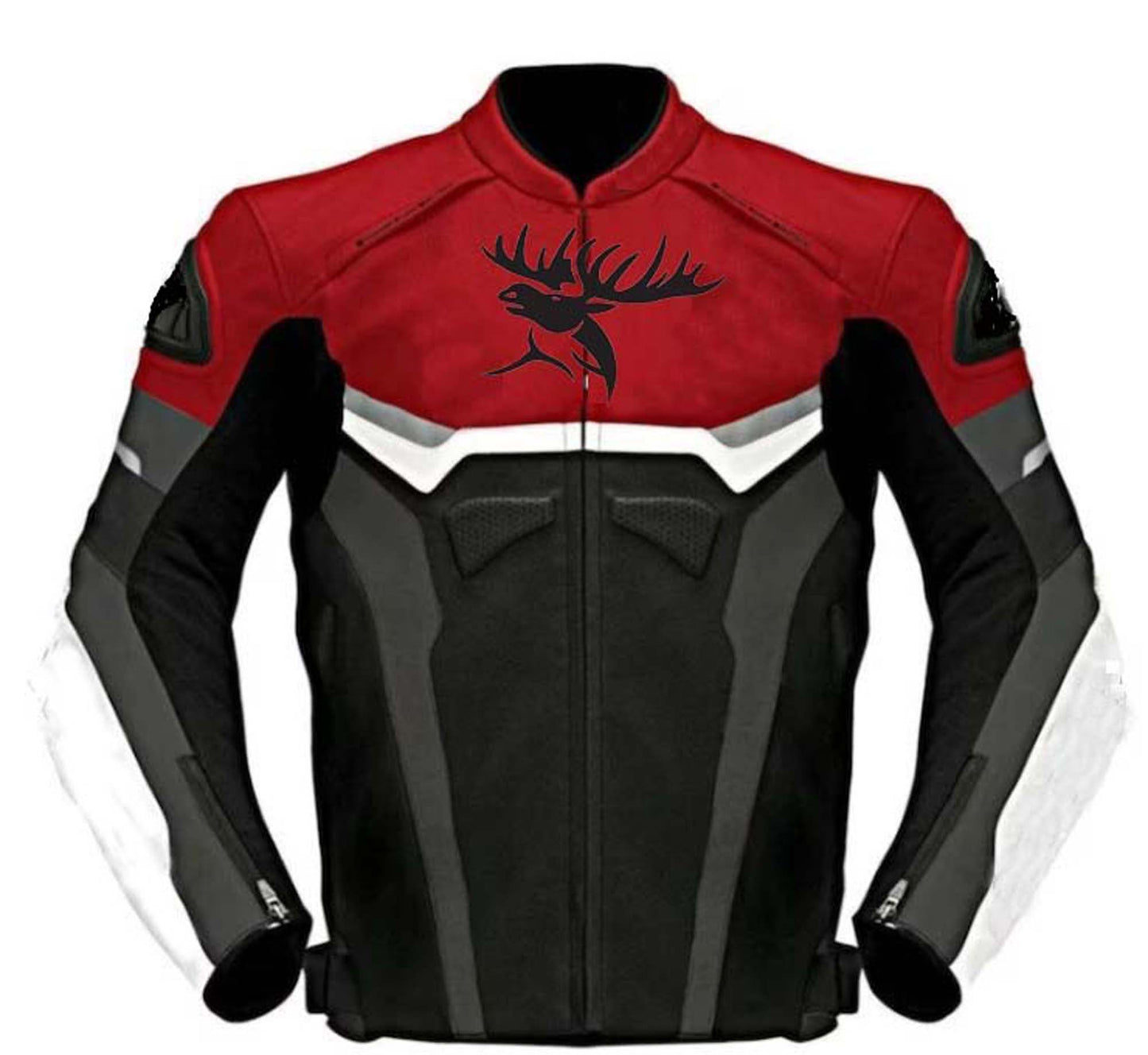 Hand Crafted Black & Red Color Genuine Leather Bikers Jacket , Racer's Jacket With Safety Pads