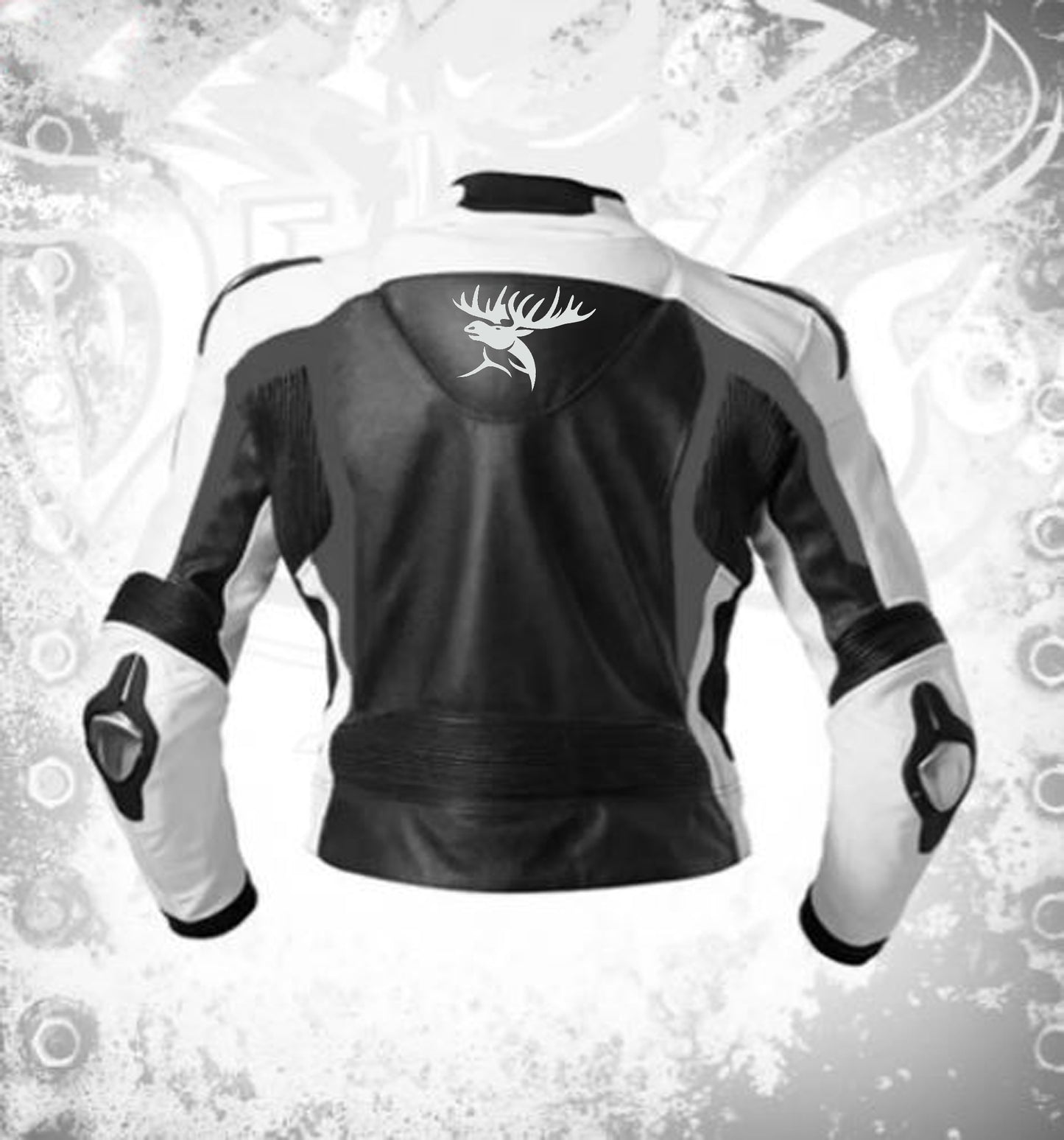 Hand Crafted White & Black Color Genuine Leather Bikers Jacket , Fashion Jacket With Safety Pads