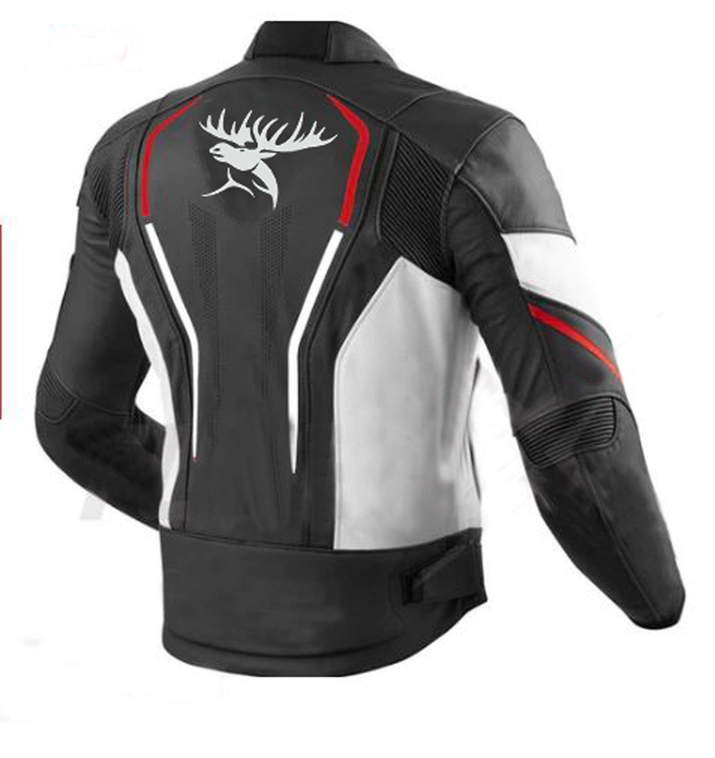 Hand Crafted Black & White Color Genuine Leather Bikers Jacket , Racer's Jacket With Safety Pads