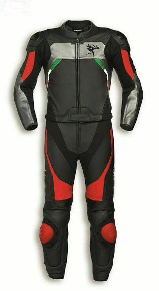 Hand Crafted Black Color Genuine Leather Bikers Suit , Racer's Jacket With Safety Pads