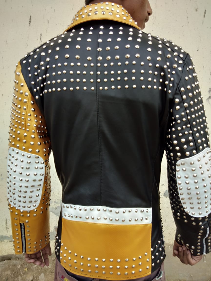 Hand Crafted Multi  Color  Genuine Leather Stylish  Bomber  Biker  Jacket