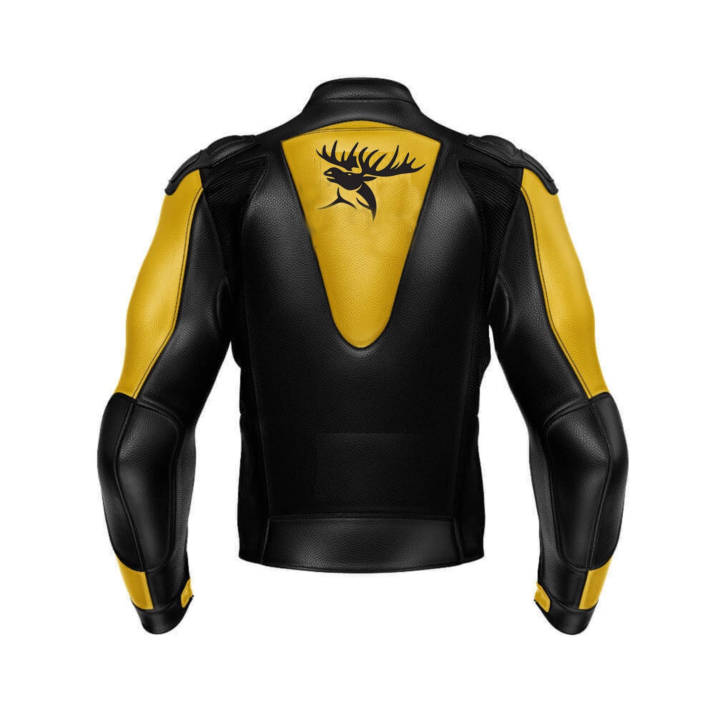 Hand Crafted Yellow & Black Color Genuine Leather Bikers Jacket , Racer's Jacket With Safety Pads